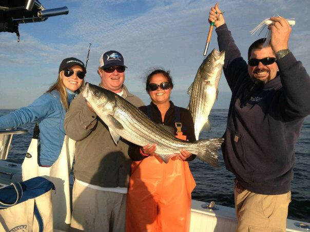 Brian Borgeson & Valerie Molina with Nantucket Striped Bass